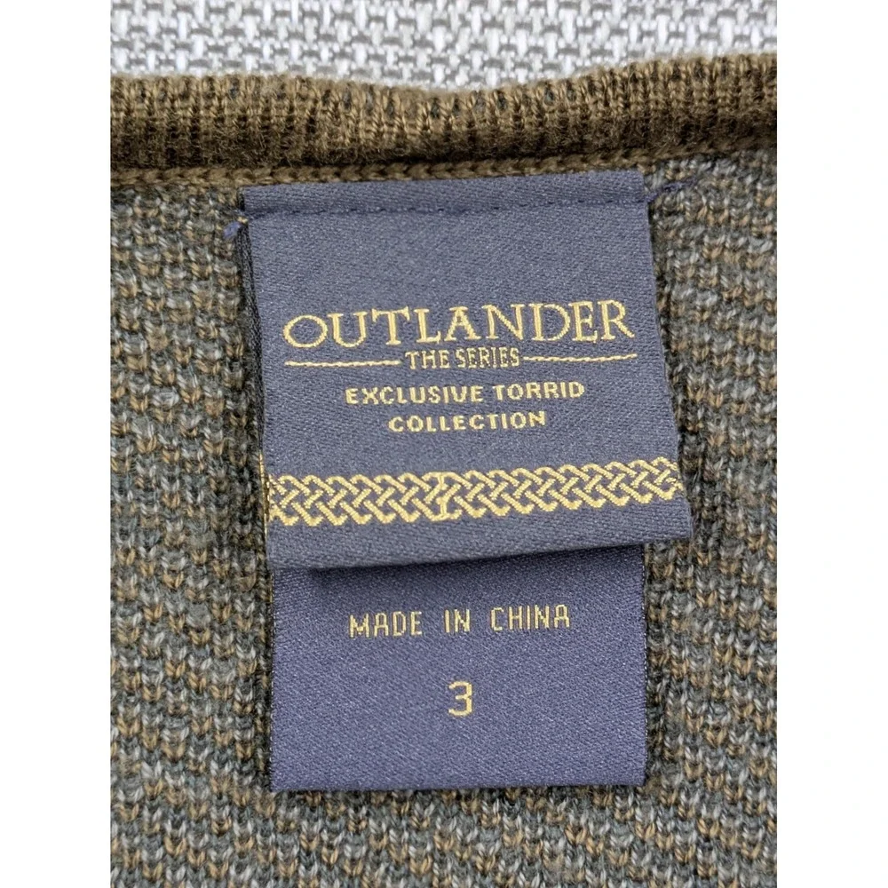 Outlander Cardigan Sweater Womens 3 Gray Plaid Open Front Ruffle Long Sleeve